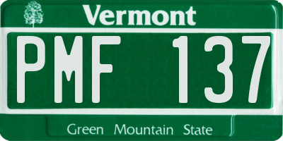 VT license plate PMF137