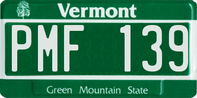 VT license plate PMF139