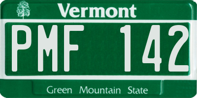 VT license plate PMF142