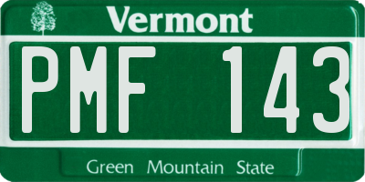 VT license plate PMF143