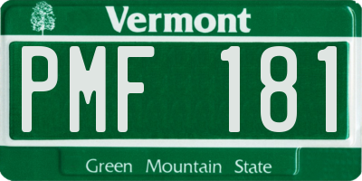 VT license plate PMF181