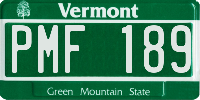 VT license plate PMF189