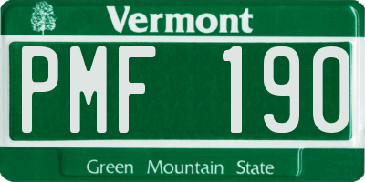 VT license plate PMF190