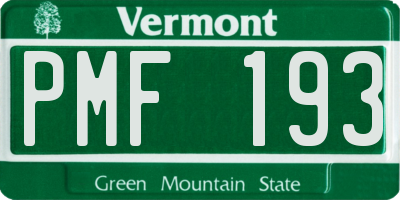 VT license plate PMF193