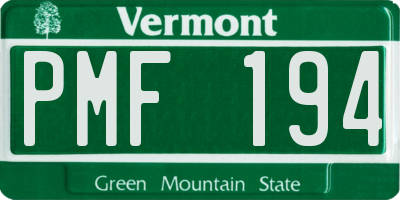 VT license plate PMF194