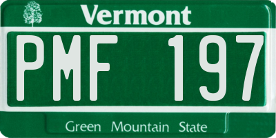 VT license plate PMF197