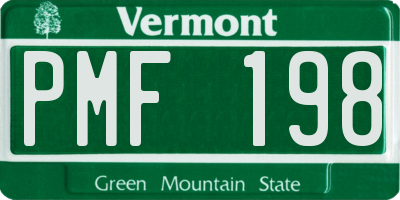 VT license plate PMF198