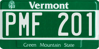 VT license plate PMF201
