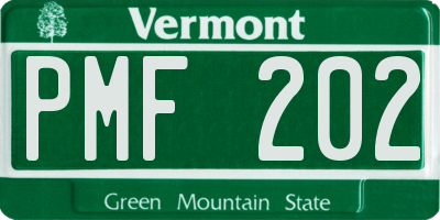 VT license plate PMF202