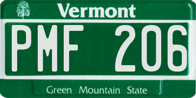 VT license plate PMF206