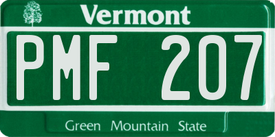 VT license plate PMF207