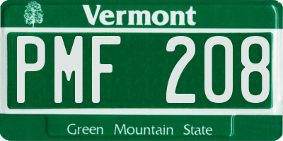VT license plate PMF208