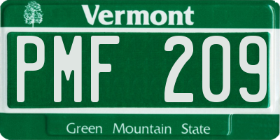 VT license plate PMF209