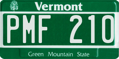VT license plate PMF210
