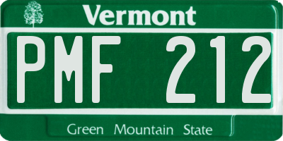 VT license plate PMF212