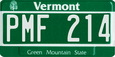 VT license plate PMF214