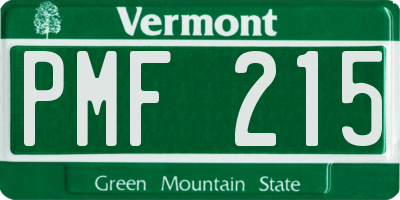 VT license plate PMF215