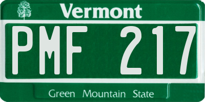 VT license plate PMF217