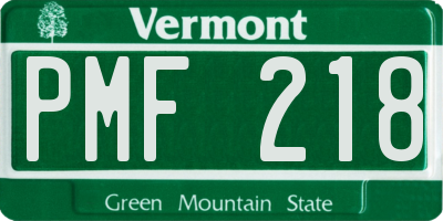 VT license plate PMF218