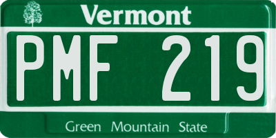 VT license plate PMF219