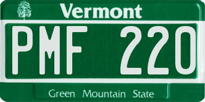 VT license plate PMF220