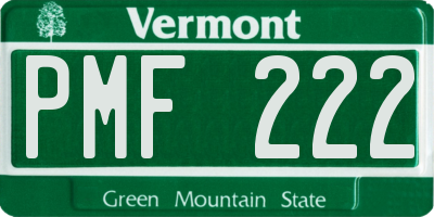 VT license plate PMF222