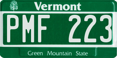 VT license plate PMF223