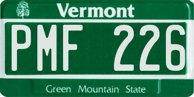 VT license plate PMF226