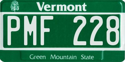 VT license plate PMF228