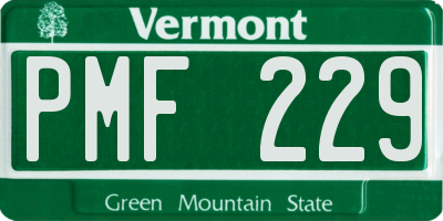 VT license plate PMF229