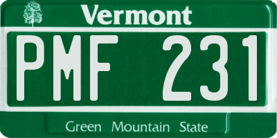 VT license plate PMF231