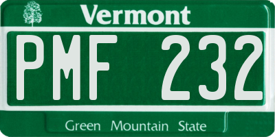 VT license plate PMF232