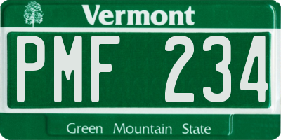 VT license plate PMF234