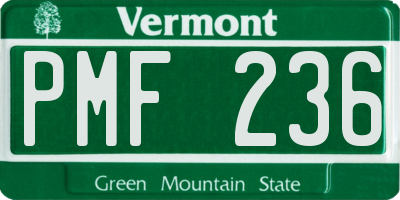 VT license plate PMF236