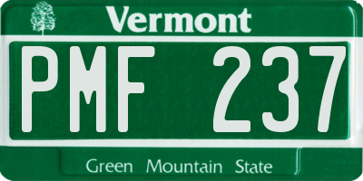 VT license plate PMF237