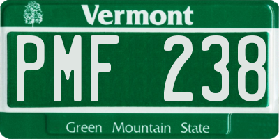 VT license plate PMF238