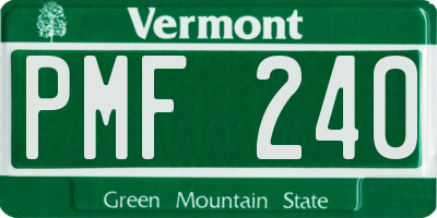 VT license plate PMF240