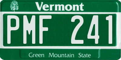 VT license plate PMF241