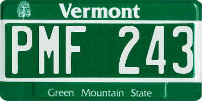 VT license plate PMF243