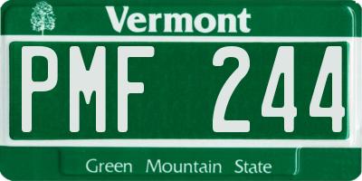 VT license plate PMF244