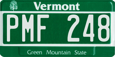 VT license plate PMF248