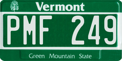 VT license plate PMF249