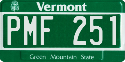 VT license plate PMF251