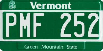 VT license plate PMF252