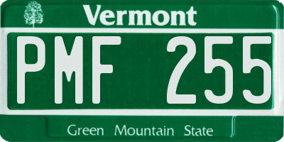 VT license plate PMF255
