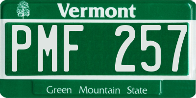 VT license plate PMF257
