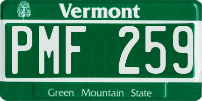 VT license plate PMF259