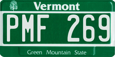 VT license plate PMF269