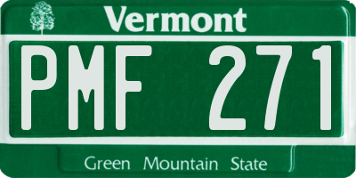 VT license plate PMF271