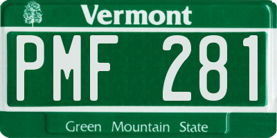 VT license plate PMF281